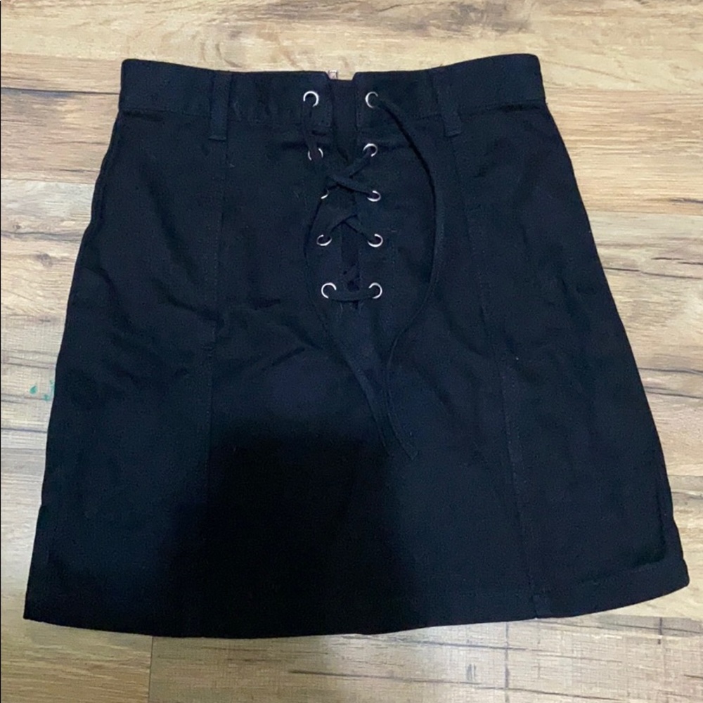 Black denim skirt